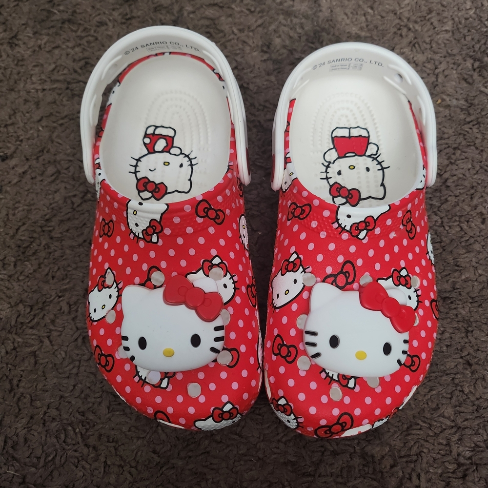 Hello Kitty Red and White Slippers with Signature Bow